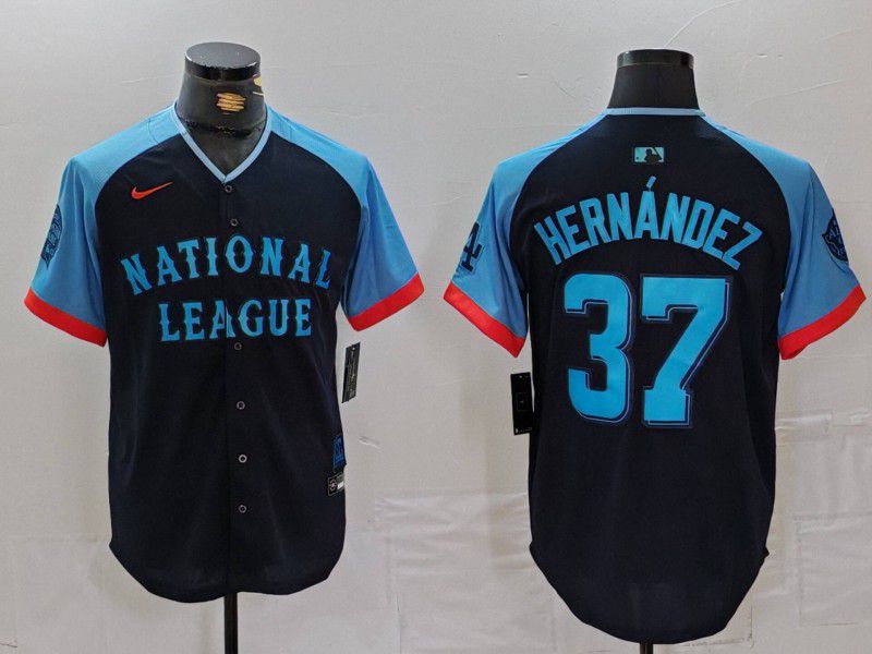 Men Los Angeles Dodgers #37 Hernandez Blue All star 2024 Nike MLB Jersey style 7265